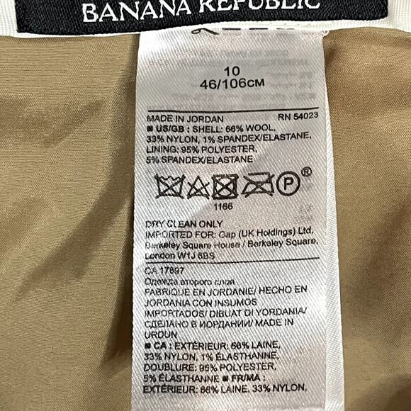 Banana Republic Womens Tan Avery Wool Blend Trousers Woven in Italy Size 10 - Picture 6 of 6